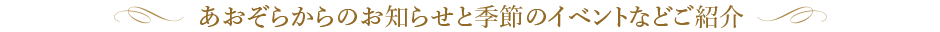 あおぞらからのお知らせと季節のイベントなどご紹介